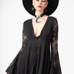 Robe Noire KILLSTAR 'Misty Night' -Vêtements Gothiques misty night maxi dress w d x1600 900