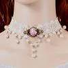 DISCOBOLE Collier Victorien Ras De Cou Blanc -Vêtements Gothiques n3056 1