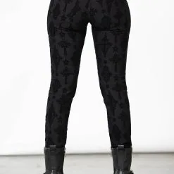 Pantalon KILLSTAR 'Nora' -Vêtements Gothiques nora flocked trousers w d x1600 900