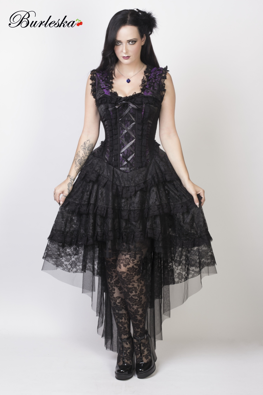 Robe Gothique BURLESKA 'ophelie Pourpre' 3 Robe Gothique BURLESKA 'ophelie Pourpre'