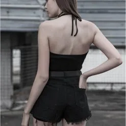 Top PUNK RAVE 'black Handcuffs' -Vêtements Gothiques opt3285 900