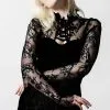 Haut Romantique KILLSTAR 'poison Fang' -Vêtements Gothiques poison fang long sleeve top b x1600 900