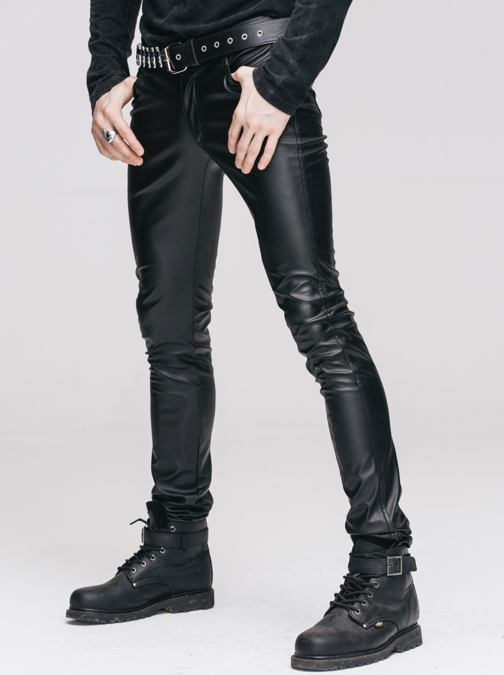 DEVIL FASHION Pantalon Gothique Homme En Simili Cuir Noir 3 DEVIL FASHION Pantalon Gothique Homme En Simili Cuir Noir