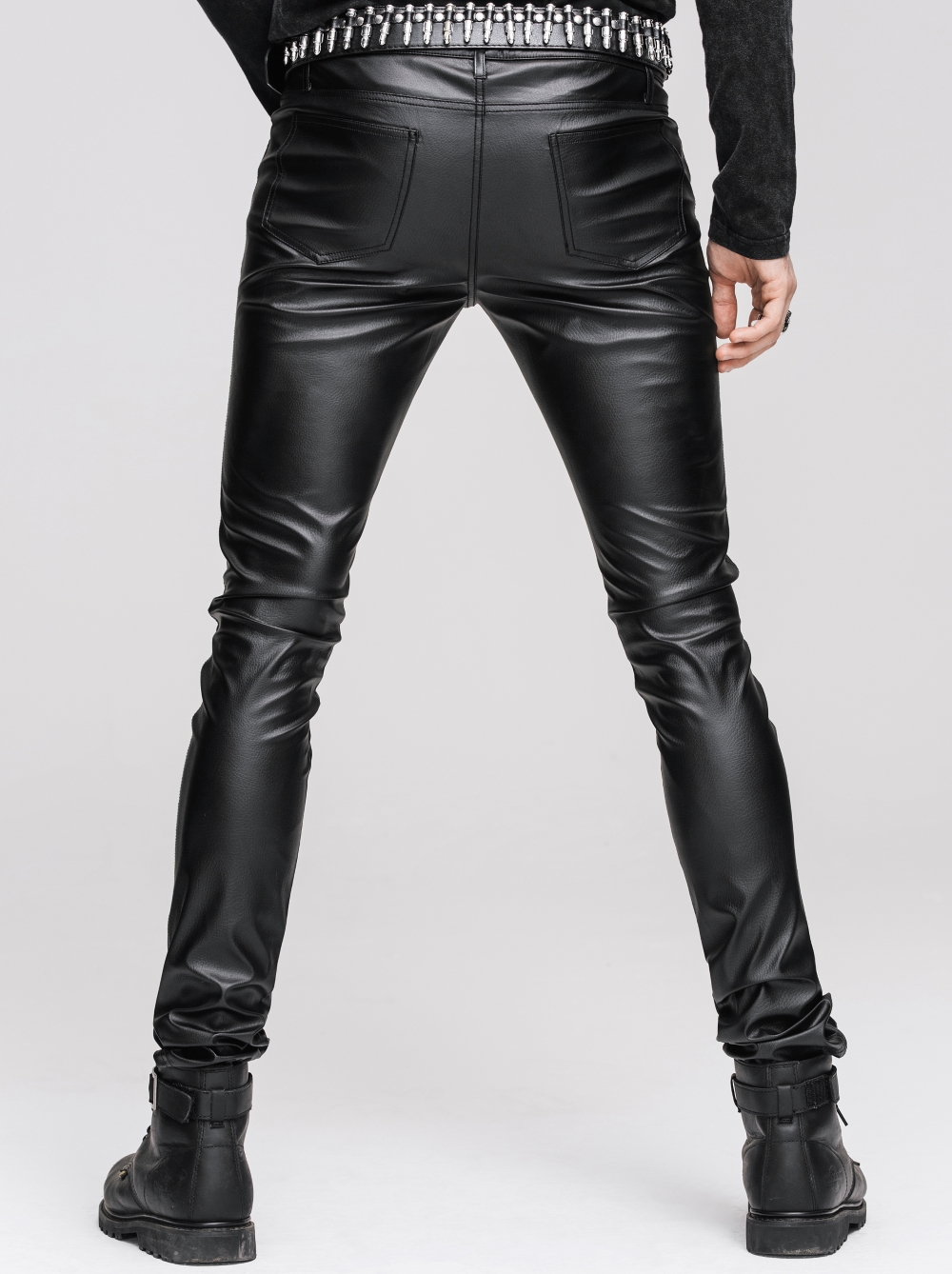 DEVIL FASHION Pantalon Gothique Homme En Simili Cuir Noir 5 DEVIL FASHION Pantalon Gothique Homme En Simili Cuir Noir – Image 3