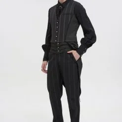 Pantalon Victorien Noir DEVIL FASHION 'Modares' -Vêtements Gothiques pt189011 900
