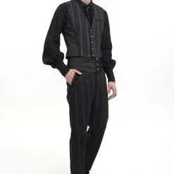Pantalon Victorien Noir DEVIL FASHION 'Modares' -Vêtements Gothiques pt189012 900
