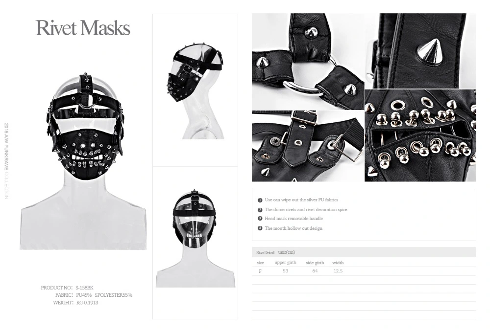 PUNK RAVE Masque Gothique En Simili Cuir Noir 'Hannibal' 7 PUNK RAVE Masque Gothique En Simili Cuir Noir 'Hannibal' – Image 5