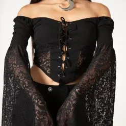 Haut Romantique KILLSTAR 'sentina' -Vêtements Gothiques sentina long sleeve top w c x1600 900