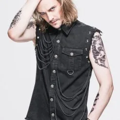 DEVIL FASHION Chemise Goth Rock Sans Manches