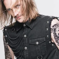 DEVIL FASHION Chemise Goth Rock Sans Manches -Vêtements Gothiques sht0074 1000