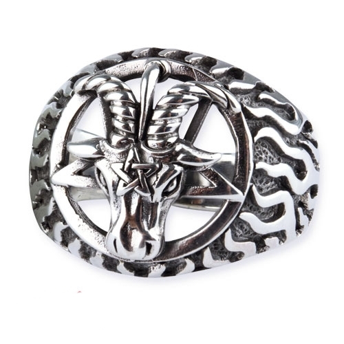 DISCOBOLE Bague Baphomet En Acier Inoxydable 3 DISCOBOLE Bague Baphomet En Acier Inoxydable