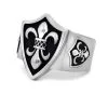 DISCOBOLE Bague Monarchique En Acier Inox -Vêtements Gothiques stainlesssteelmenblackoxidizedfleurdelisshieldcrossrings