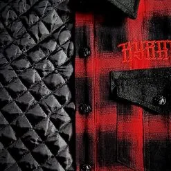 Surchemise Homme HYRAW 'Red Crew' 10 Surchemise Homme HYRAW 'Red Crew' -Vêtements Gothiques surchemise rouge doublure boutons 2 900