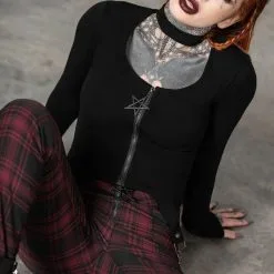 Pantalon KILLSTAR 'tartanarchist' -Vêtements Gothiques tartanarchist trousers crimson w b x1600 900