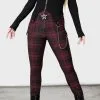 Pantalon KILLSTAR 'tartanarchist' -Vêtements Gothiques tartanarchist trousers crimson w c x1600 900
