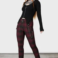 Pantalon KILLSTAR 'tartanarchist' -Vêtements Gothiques tartanarchist trousers crimson w e x1600 900