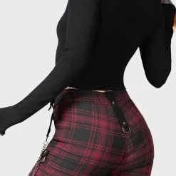 Pantalon KILLSTAR 'tartanarchist' -Vêtements Gothiques tartanarchist trousers crimson w f x1600 900