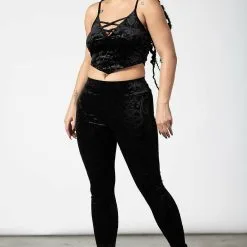 Leggings Velours KILLSTAR 'to Ashes' -Vêtements Gothiques to ashes velvet leggings b x1600 900
