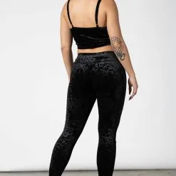 Leggings Velours KILLSTAR 'to Ashes' -Vêtements Gothiques to ashes velvet leggings c x1600 900