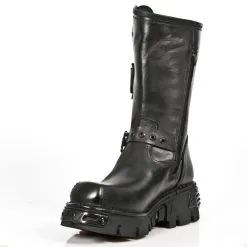 Bottes Biker's Cuir Noir NEW ROCK M.1601-S8 -Vêtements Gothiques trert