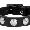 DISCOBOLE Bracelet Cuir Clouté Cône 1 Rang -Vêtements Gothiques wb01braceletcuirspike1rangee