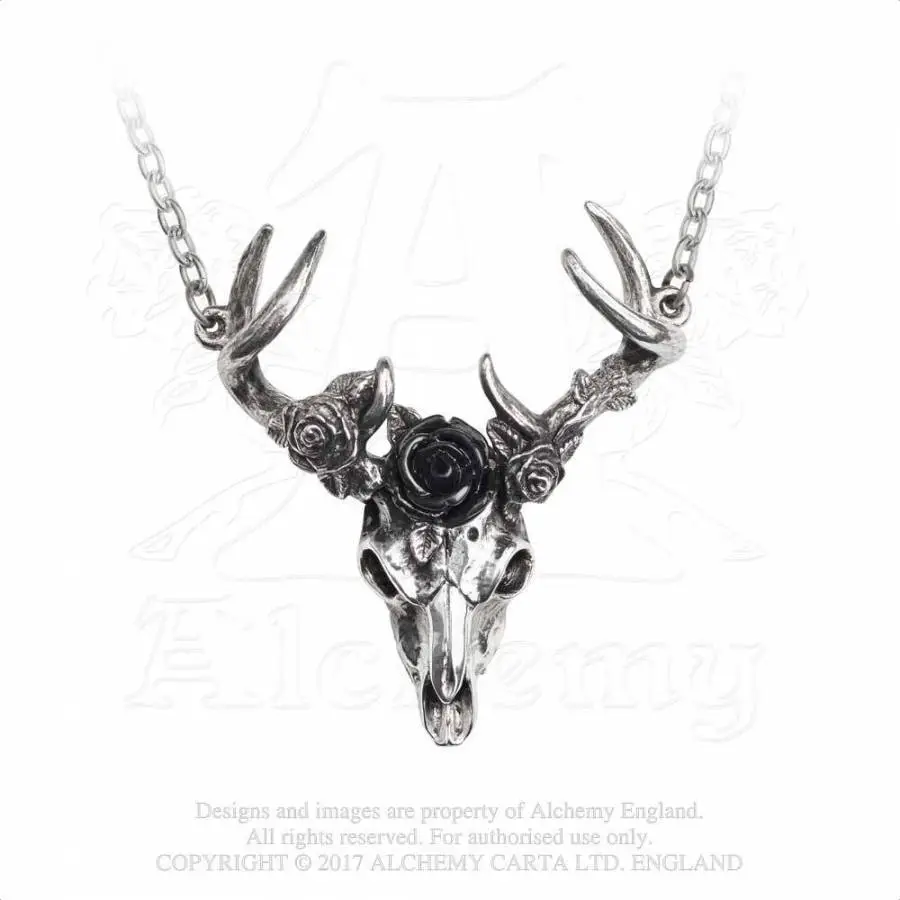 Pendentif ALCHEMY GOTHIC 'white Hart Black Rose' 3 Pendentif ALCHEMY GOTHIC 'white Hart Black Rose'