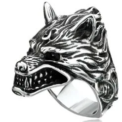 DISCOBOLE Bague Loup En Acier