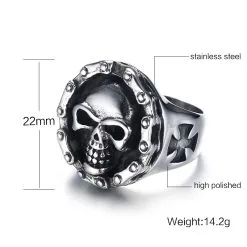 DISCOBOLE Bague Gothique Skull 6 DISCOBOLE Bague Gothique Skull -Vêtements Gothiques wholesalestainlesssteelchainaroundskullringsjewelry 1