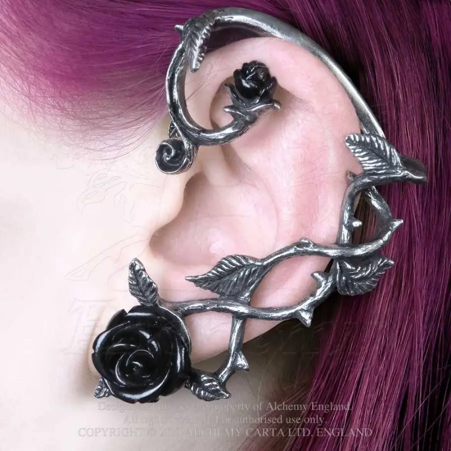 Boucle D'oreille ALCHEMY GOTHIC 'black Rose' 4 Boucle D'oreille ALCHEMY GOTHIC 'black Rose' – Image 2