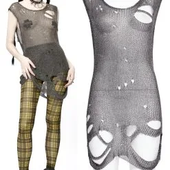 Haut Destroy PUNK RAVE 'ripped Silver'