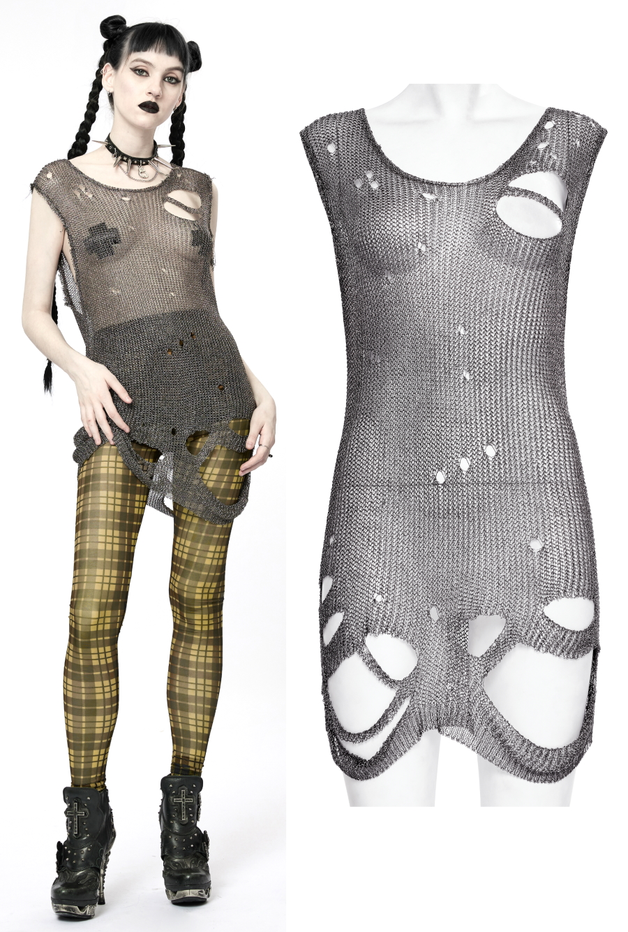 Haut Destroy PUNK RAVE 'ripped Silver' 3 Haut Destroy PUNK RAVE 'ripped Silver'