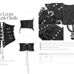 PUNK RAVE Serre-taille Gothique Noir Tenebra -Vêtements Gothiques y 659